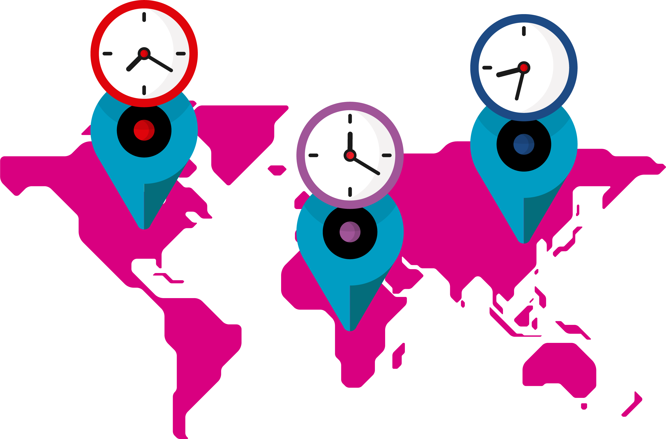 World map with clocks